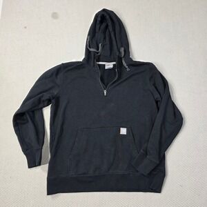 Ariat Rebar Black Quarter Zip Hoodie‎ Mens L/G Fleece Lined Workwear Casual